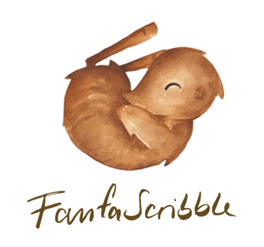 Das Maulwurfhörnchen in Aquarellfarben gezeichnet, eingerollt und süß schlafend als Logo.